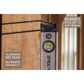 Spec Ops Tools 32" Magnetic Box Beam Level, Tourniquet Bungee System, 33% Larger Block Vials, Aluminum, 3% Donated to Veterans