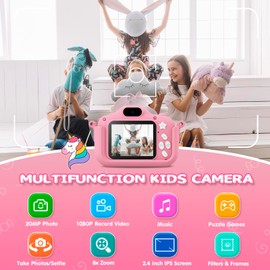 CAMCLID Kids Camera, 2.0" 1080P HD Kids Digital Camera for Girls Boys with 32GB Card, Dual Lens Selfie/Video Camera for Kids Birthday Christmas Toy Gifts for Toddler Age 3-12