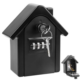 Key Safe with 4 Digit Combination Code, Large Outdoor Wall Mounted Key Safe, Waterproof Key Box with 2 Emergency Keys for Home, Office, School, Garages
