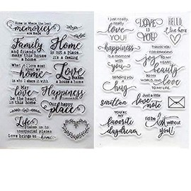 Welcome to Joyful Home 2pc/Set Love You Memory Family Sentiment Clear Stamp for Card Making Decoration and Scrapbooking 11x16cm