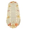 Autumn Chestnut Leaves Tablecloth Doilies Oval Linen Look Beige Gold