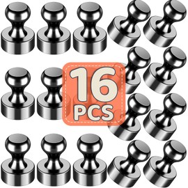 16 Pcs Fridge Magnets, Small Strong Magnetic Push Pins, Black Whiteboard Magnets for Locker, Kitchen Decor and Accessories, Office, Classroom Organization, Great Christmas Gifts for Men Women