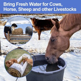 KNEOYR 500W De-icer Submergible Bird Bath Heater Aluminum Cast for Livestock Poultry Horses, Cows, Birds, Wildlife Drinking Indoor Outdoors in Winter with 9.8 Foot Cord Birdbath Water Heater