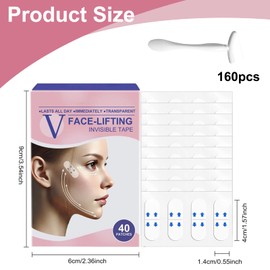 160 Stück Face Lifting Tape,Mit Massagestab,Unsichtbares Face Lift Patch, Hautstraffung, Makeup Facelifting Tools, Facelifting Aufklebers Für Frau