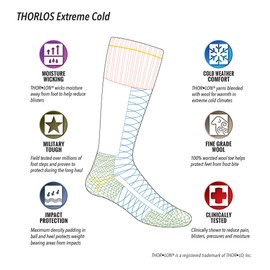 thorlos unisex-adult Exco Max Warmth and Cushion Extreme Cold Over the Calf Wool Thermal Socks
