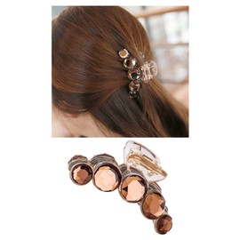 Lawie 4 Pack Clear Gold Blue Brown Crystal Gems Glitter Sparkly Fancy Plastic Octopus Hair Claw Clips Bling Jeweled Jaw Barrettes Hair Grips Clamps Buns Decorative Hair Accessories for Women Girls