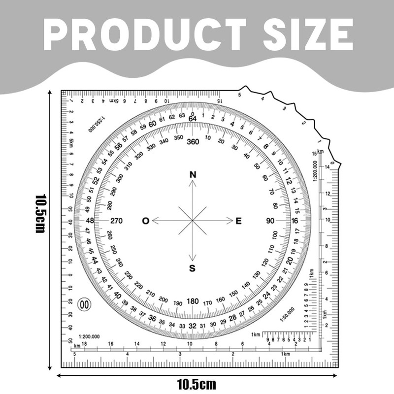 Pack of 2 Protractor, Military Plan Pointer, Template for Tactical
