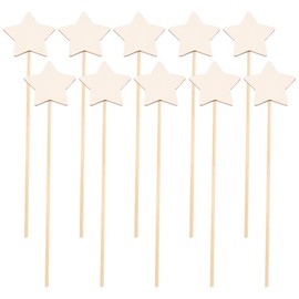 GSHLLO 10 Pcs Wood Star Wand Unfinished Wooden Princess Wands Magical Star Sticks Fairy Craft Wands Make Your Own Magic Wands for Girls Painting