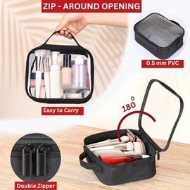 Bolsafy TSA Approved Toiletry Bag - 6.5 x 8.3 inches - Quart Size, Clear Makeup Bag with Zipper - Waterproof & Leak-Resistant PVC Clear Travel Bag – Perfect for Women, Men & Kids