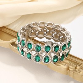 Mycitta Women’s Stretch Bangle Bracelet Austrian Crystal Brides Bridesmaid Party Accessories for Wedding Bridal Prom Gift, Metal, Cubic Zirconia