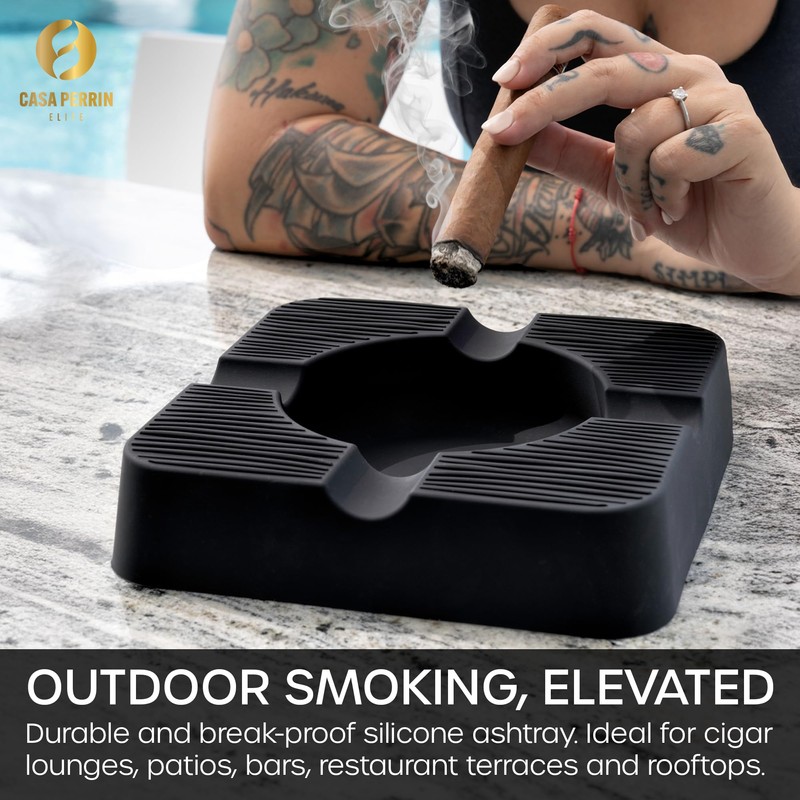 Outdoor Cigar Ashtray, Unbreakable Silicone Ashtray for Outside Patio, Pool,