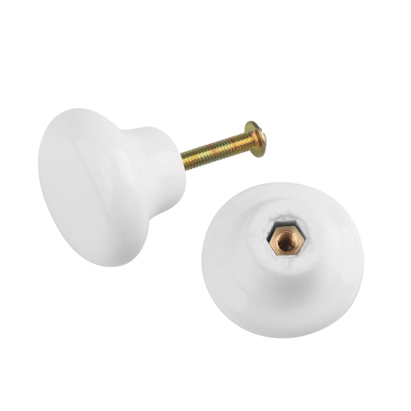 GENHAKON 40 Packs White Ceramic Cabinet Knobs, Glossy Ceramic Knobs,