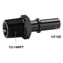 Podavelle 1/2 NPT Male to 1/2" SAE Quick Disconnect Male Push On EFI Fuel Fitting Adapter Straight Aluminum Black