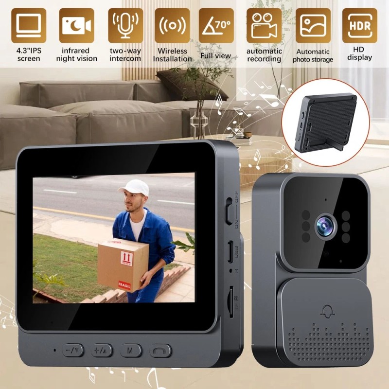 Smart Video Doorbell Wireless Two-Way Intercom Visual Doorbell Home Security