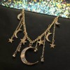 Crescent Large Crescent Moon & Stars Jewelry Dangle Celestial Rhinestone