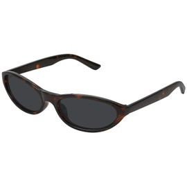 Fozono Narrow Retro Oval Sunglasses for Women Trendy Small Cateye Vintage Sun Glasses UV Protection FZN830 Tortoise Frame/Gray Lens