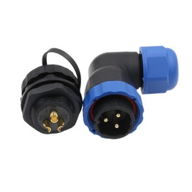 HangTon SD20 3 Pin Connector Quick Disconnect Waterproof IP68 Right Angle Cable Plug Panel Mount Socket, 25 Amp Power 14 AWG Wire