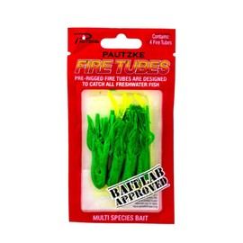 Ultimate 4-Pack Fire Tubes with Fire Worm Tail - Vibrant, Durable Fishing Lures for Trout, Panfish, Walleye & Bass - 1/16 Size, Pre-Rigged for Freshwater (Chartreuse)