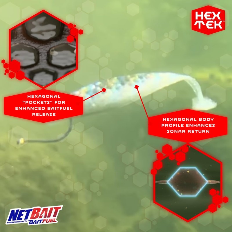 NetBait HexTek Supercharged with BAITFUEL 4.25'' Whip Tail Shad -