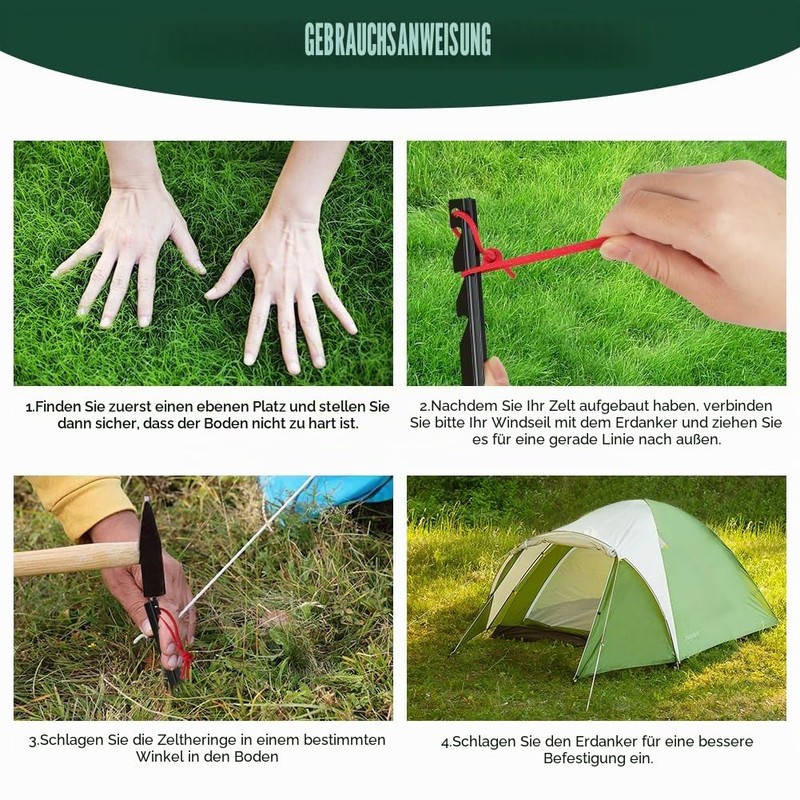 flintronic Tent Pegs, Heavy-Duty 18 cm Tent Pegs, 12 Pieces