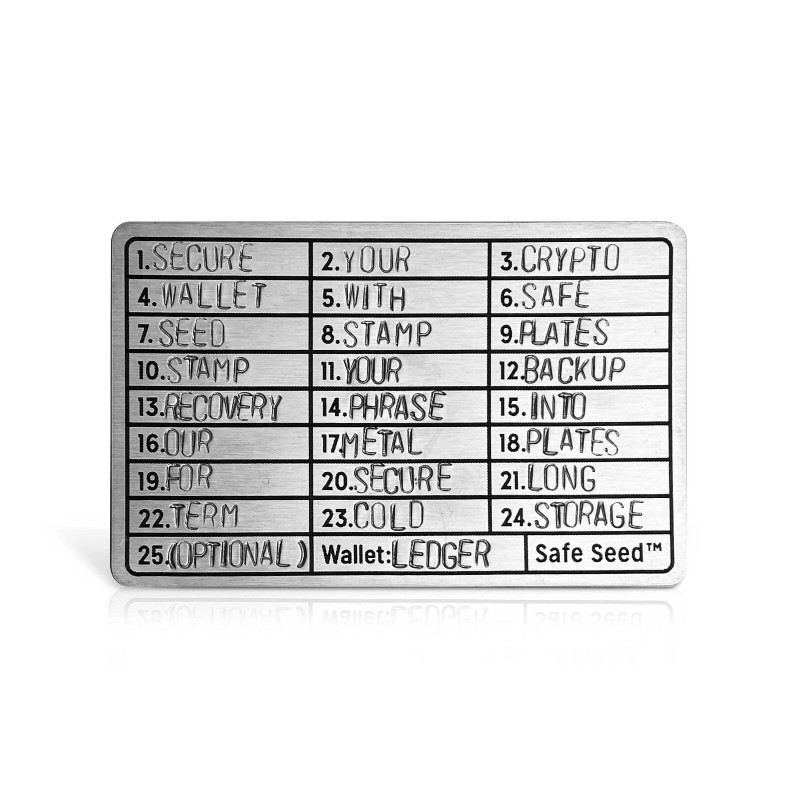 Safe Seed Stainless Steel Metal Wallet Stamp Plate Seed Phrase