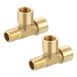 sourcing map Brass Tee Pipe Fitting, G1/8" x G1/8" x G1/8" 3 Way T-Connector Fitting Coupler Adapter for Gas Transport Connect Pipelines, 2pcs