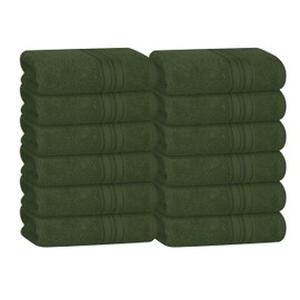 BOUTIQUO Ultra Soft Cotton Washcloths, Contains 12 Piece Face Cloths 12x12 inch, Ideal for Everyday use Face Towels, Compact & Lightweight Multi Purpose Washcloths - Olive Green