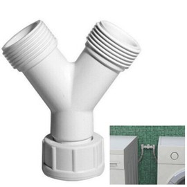 Parpyon® Washing Machine Drain Hose Dishwasher Siphon Drain Fitting Double Washer Dryer Washing Machine Tap Curve 2-Way Fitting (Y Connection)