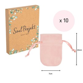 Soul Projekt Rounded Velvet Bags Rose Pink 7x10cm x10 Velvet Gift Bags, Jewellery Pouches, Drawstring Bag for Wedding Party Favours, Diwali Mini Bags, Christmas Velvet Pouch All Occasions