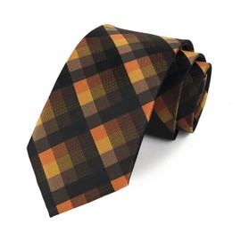 Black Brown Orange Holiday Neckties Check Silk Tie Suit Fitness Dating For Men Youth Boy