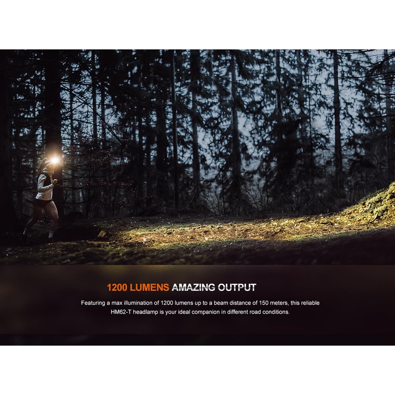 FENIX HM62-T Headlamp with 1200 Lumens and 150 m Range,