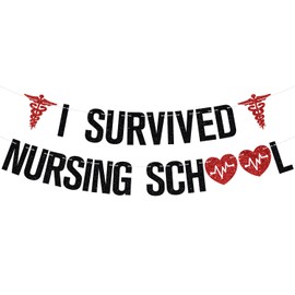 I Survived Nursing School Banner, Congrats Nurse/Future Nurse, Congrats BSN/RN/NP, 2025 Nursing School Survivor Graduation Party Decorations Supplies