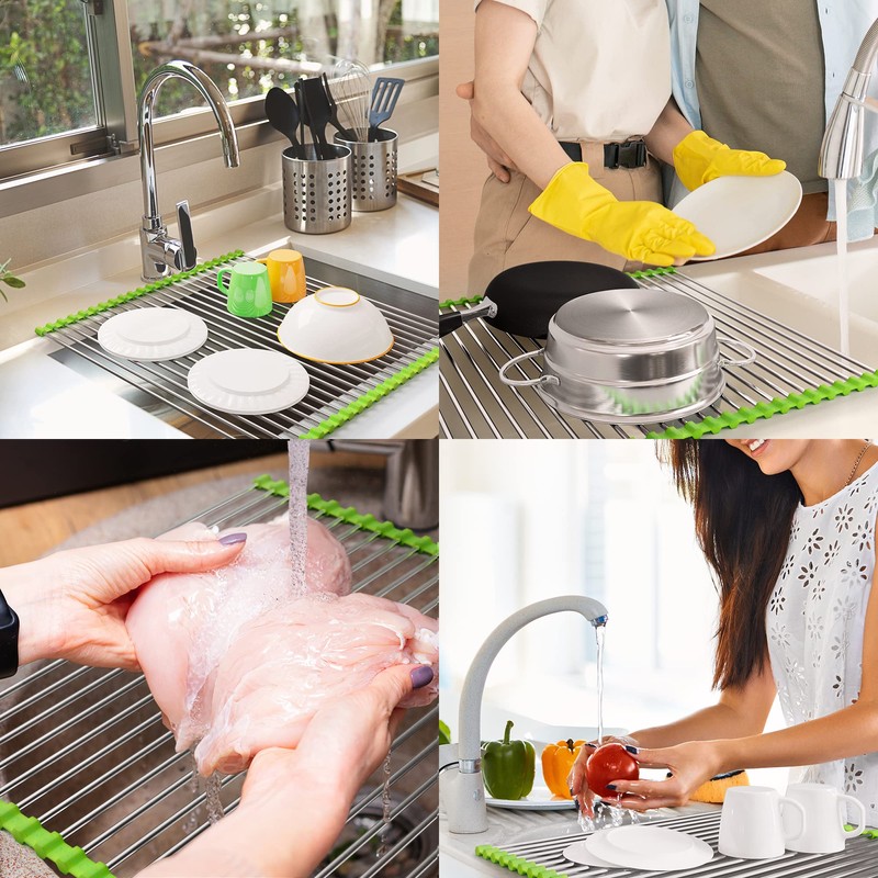 Pennakool Roll Up Dish Drying Rack - XL 20x18 Stainless