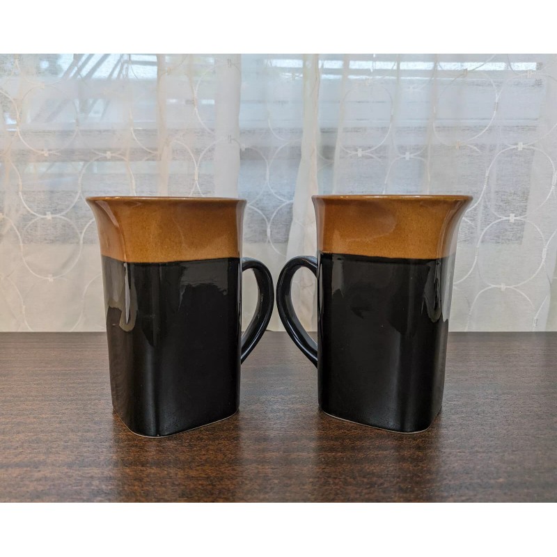 Royal Norfolk Brown/black Stoneware 14 oz Coffee Mugs Dinnerware Cups-Set