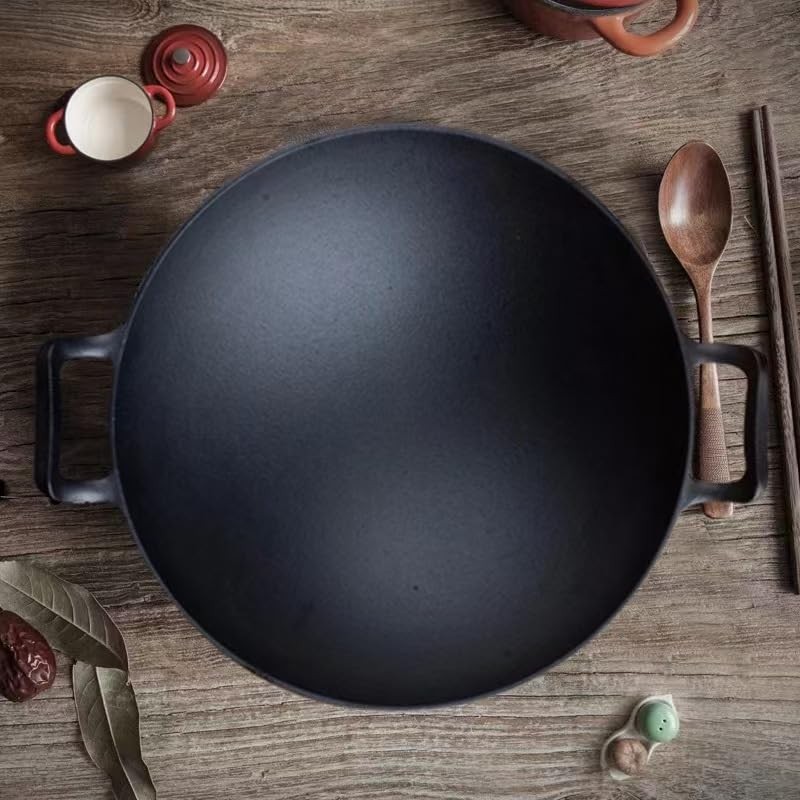 Firequasar Cast Iron Wok (Wok with Lid 12 inch)