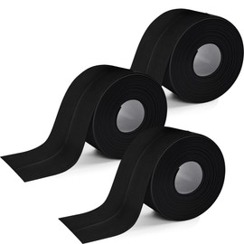 3 Rolls 1.5 Inch Caulk Tape Self Adhesive Toilet Caulking Strip Bathroom Sealing Caulk Strip Peel and Stick Bathtub Caulking Tape, 10.5 Feet Each Roll (Black)