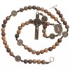 16" Brown Wood Rosary Beads Catholic St Saint Benedict Necklace