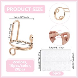 NBEADS 20 Stk. Einstellbare Nagelringe, 304 Edelstahl Abnehmbare Fingernagel Ringe mit 6 Stück selbstklebenden Nagelspangen für Nail Art Dekoration, Innendurchmesser: 12-13mm