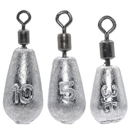 Fabulous Hall Sinker Teardrop Eggplant with Swivel, 3.5, 5, 0.4 oz (10 g), 20 Pieces Each, Sinker, Weight, Lead, Fishing, Sea, River, Worm, Rigging Fishing