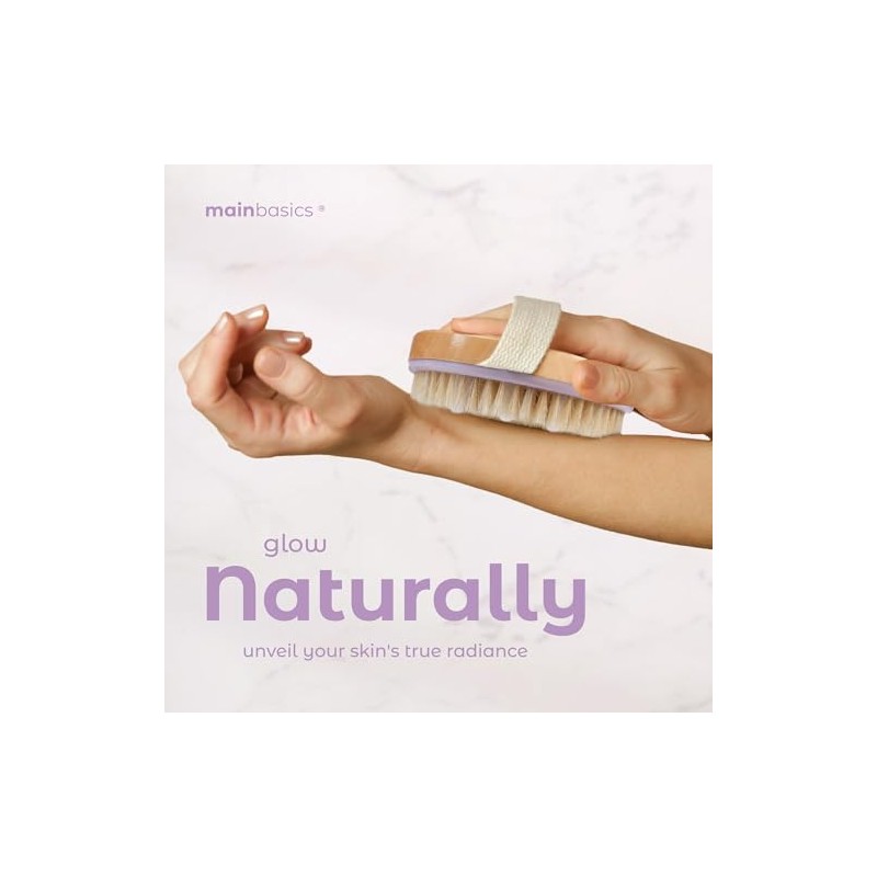 MainBasics Cepillo corporal seco exfoliante - Cerdas de jabali y