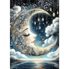 MXJSUA DIY Moon Goddess Diamond Painting Kits for Adults, Diamond Gem Art Painting for Beginners, Diamond Picture with Full Round Drill Dots Craft Set Gift, 30x40 cm
