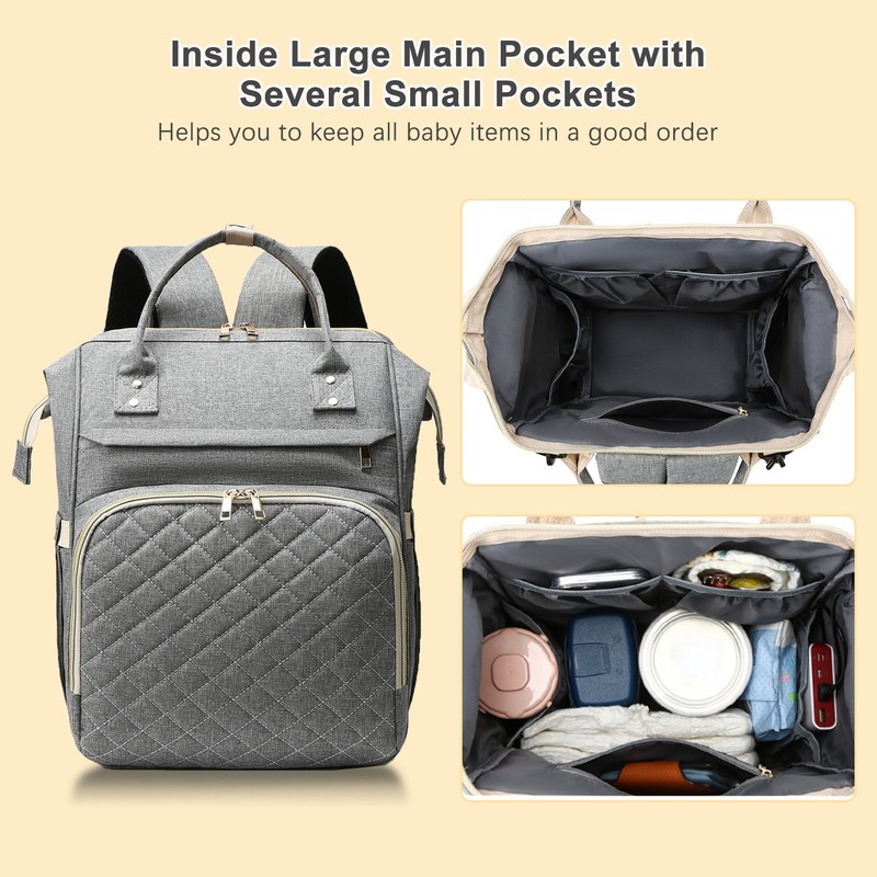 Diaper Bag Backpack Portable Nylon Fabric Adjustable Shoulder Strap Diaper