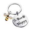 bobauna Bee Happy Keychain With Bumble Bee Chram Bee Jewelry