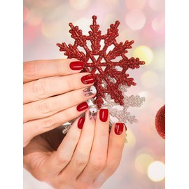 Kalolary 20Pcs Christmas Gel Nail Polish Strips, Christmas Nail Art Polish Sticker Snowflower Full Wrap Christmas Nail Art Design Stickers with Nail File and Stick(UV/LED Lamp Required)