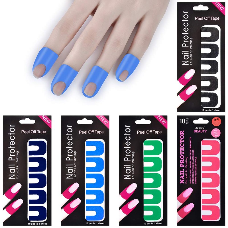 WEILUSI 50pcs Nail Polish Protector for Fingers U-Shape Tape Polish