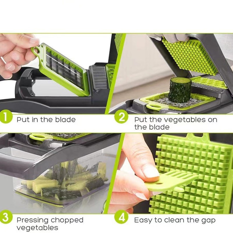12-in-1 Multi-Functional Large Capacity Vegetable Chopper Onion Chopper, 6mm Dicing,