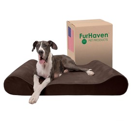 Furhaven Orthopedic Dog Bed for Extra Large Dogs w/ Removable Washable Cover, For Dogs Up to 180 lbs - Microvelvet Luxe Lounger Contour Mattress - Espresso, Giant/XXXL