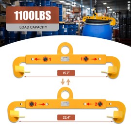 KITUYOTO Upgraded Vertical Drum Clamp, 1100LBS Barrel Drum Lifting Clamp for 55 Gallon Steel and Plastic Drums, Narrow Profile, Steel Clamp Drum Lifter for Loading/Unloading