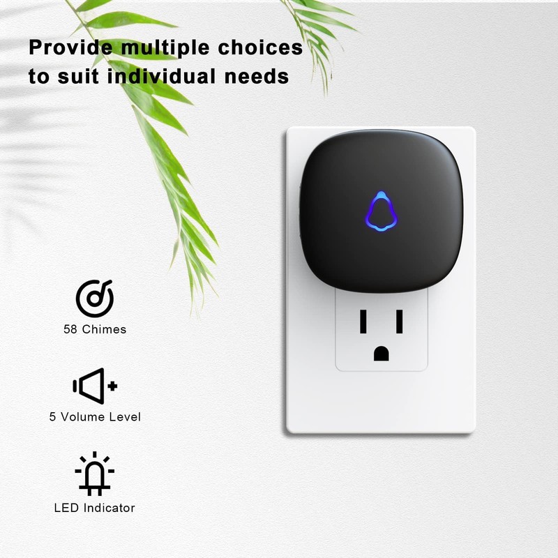 SECRUI Wireless Doorbell, Easy Installation, Adjustable Volumes, 58 Chimes, 1000Ft