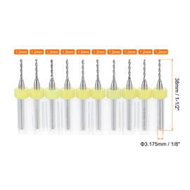 sourcing map 10pcs PCB Drill Bit Set 1/8" Shank 1.2mm Tungsten Carbide Micro Twist Drill Bits Tools for Print Circuit Board Jewelry Plastic Wood Soft Metal